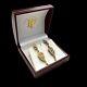 Antique Vintage Art Nouveau 14k Gold Plated Mughal Paste Wedding Earrings 6.1g