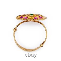 Antique Vintage Art Nouveau 14k or Filled Gf Ruby Paste Bird Motif Ring Sz 4.5