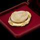 Antique Vintage Art Nouveau Gold Plated Gf Grand Round Washer Cameo 2.1 Pin