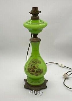 Antique Vintage Art Nouveau Green Petroleum Table Lamp 1900 Gründerzeit