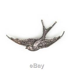 Antique Vintage Art Nouveau Sterling Silver 925 Figurative Sparrow Bird Brooch