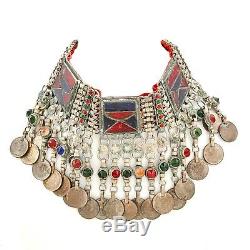 Antique Vintage Art Nouveau Sterling Silver Afgani Kuchi Fashion Choker Necklace