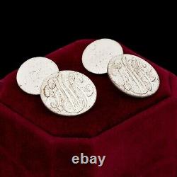 Antique Vintage Art Nouveau Sterling Silver DLW Monogram Men's Buttons 10.6g
