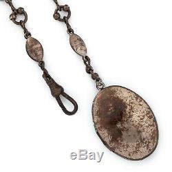 Antique Vintage Art Nouveau Sterling Silver Locket Latch Chic Chain Necklace
