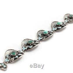 Antique Vintage Art Nouveau Sterling Silver Russian Filigree Enamelled Bracelet