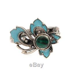 Antique Vintage Art Nouveau Sterling Silver Russian Filigree Enamelled Ring Sz 5.5