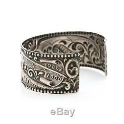 Antique Vintage Art Nouveau Sterling Silver Saint Louis Dragon Bracelet Rigid