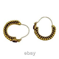 Antique Vintage Art Nouveau Style 14k Gold Plated Mma Grenade Earrings 6.5g