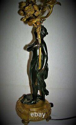 Antique Vintage Bronze Brass French Art New Semi-nude Lady Figurated Lamp