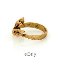 Antique Vintage New 9k Yellow Gold Arts & Crafts Floral Ring Pinky Sz 4.75
