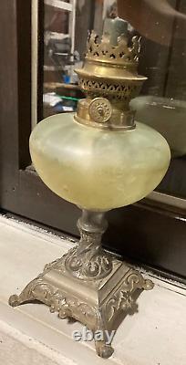 Antique Vintage Oil Lamp Empty To Restore Rinceaux Shell Art Nouveau