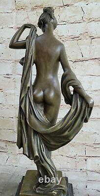 Antique Vintage Style Art Deco Nouveau Spelter Bronze Woman Sculpture Statue