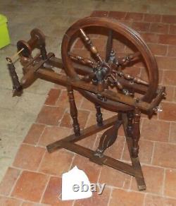 Antique Wheel France Spinning Wheel Big Wheel 17 Incomplete Deco Vintage Wool