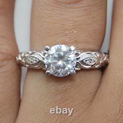 Art Deco 10k Gold White Finish Vintage Brilliant Diamond Wedding Ring 1.20 Cts