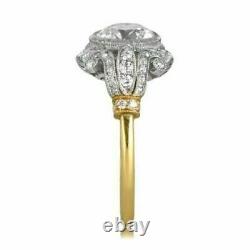 Art Deco 925 Zircon Cubic Sterling Silver Plated Vintage Gold Ring Wedding