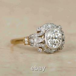 Art Deco 925 Zircon Cubic Sterling Silver Plated Vintage Gold Ring Wedding