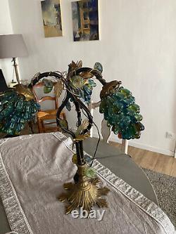 Art Deco Lamp Murano Bronze And Vintage Glass In Art Nouveau Style