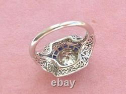 Art Deco Round Cup Vintage Antique Engagement Ring 925 Silver Massive