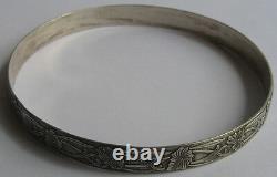 Art New Beauty Vintage Sterling Silver Floral Grand Strap Bracelet