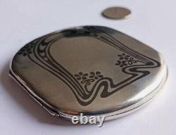 Art Nouveau 900 Silver Niello Cigarette Box Antique Jugendstil