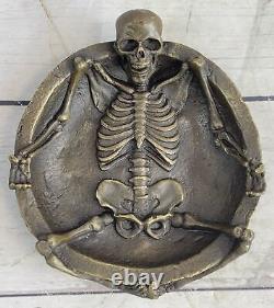 Art Nouveau Female Bronze Figurine Vintage Ashtray Skeleton in Love Gift