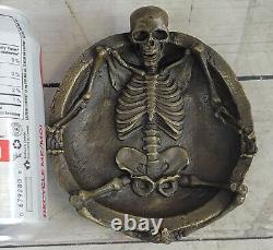 Art Nouveau Female Bronze Figurine Vintage Ashtray Skeleton in Love Gift