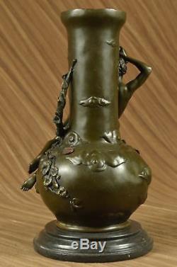 Art Nouveau Louis Auguste Moreau Reproduction Vintage Bronze Patina Vase Art