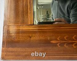 Art Nouveau Mahogany Vintage Faceted Mirror 71.5 X 46 CM Antique with Marquetry