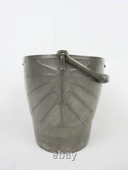 Art Nouveau Pewter, Signed, Numbered, Vintage Ice Bucket Seal, Removable Grid
