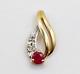 "art Nouveau Style 18k Pendant Adorned With Vintage Ruby And Diamond"