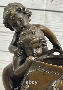 Art Nouveau Vintage Figurative Children Bronze Planter Sculpture Deco Sale