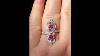 Art Nouveau Vintage Inspired White Gold Diamond Filigree Ring With Mahenge Pink Spinels