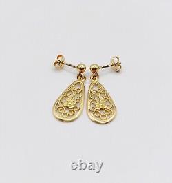 Art Nouveau or 18k Vintage Filigree Drop Earrings