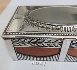 Art Nouveau silver-plated metal and wood box signed Orivit 3094 Jugendstil vintage