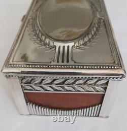 Art Nouveau silver-plated metal and wood box signed Orivit 3094 Jugendstil vintage