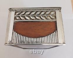 Art Nouveau silver-plated metal and wood box signed Orivit 3094 Jugendstil vintage