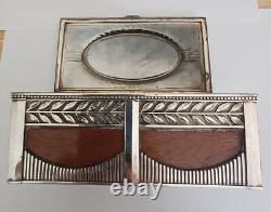 Art Nouveau silver-plated metal and wood box signed Orivit 3094 Jugendstil vintage