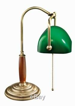 Banker Lamp Table Antique Bronze Glass Echt-messing Vintage Desk