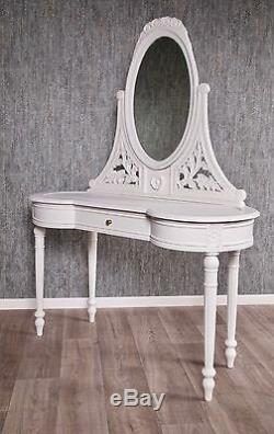 Baroque Dresser Antique White Solid Style Vanity Mirror Art Vintage Nine