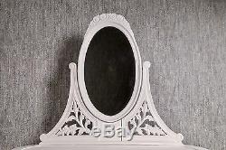 Baroque Dresser Antique White Solid Style Vanity Mirror Art Vintage Nine