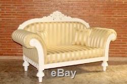 Baroque Sofa Chair Upholstered Furniture Massif Old Style Vintage Art White