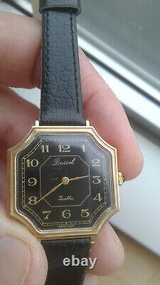 Bassel Hexagonale 310/1312 Art Deco Black Dial Backmount Nos Swiss Watch 70's