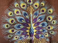 Beautiful Tapestry Canvas Bird Peacock Handmade Vintage 60/70 9994 CM