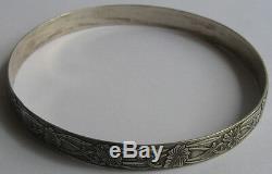 Beauty Vintage Art Nouveau Sterling Silver Cuff Bracelet Large Floral