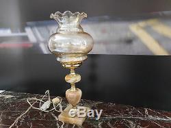 Bedside Lighting Vintage Deco Table Lamp New Marble Alabaster Glass Art N490