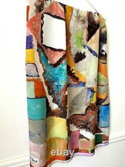 Big Foulard Square Silk Silk Abstract Art Multicolored State Neuf Hui-hui