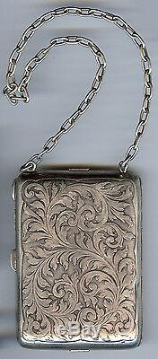 Blackinton Sterling Art Nouveau Vintage Engraved Lion & Swirls Compact Bag