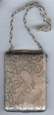 Blackinton Sterling Art Nouveau Vintage Engraved Lion & Swirls Compact Bag