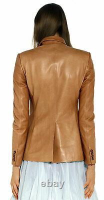 Blazer Jacket Leather Women Coat S Pattern Size Exterior Fauve Button Us 21