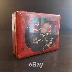 Box Jewel Box Lacquer Handmade Vintage Art Nouveau Asia N3899